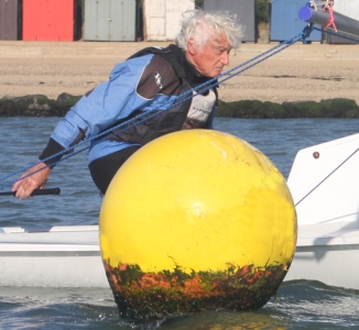 Race winner Andy Dunnett, heading for victory in his Laser