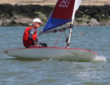 Winner of the second race in the Cadet Series - Harrison Smith sailing his Topper