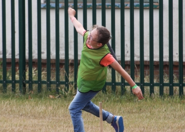 Esme warms up for some Wellie Throwing