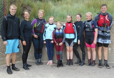 The Magnificent Seven who headed onto the high seas. flanked by the two Rescue Boat crew.