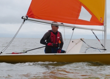 Just missing out on first place due to a sudden capsize - Carlo Bardetti in his Laser