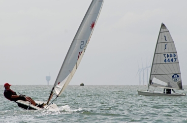 Simon Kedge heads out to sea in his Laser