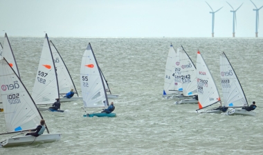 The leading boats at the start of the first race