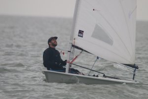 Andy Cornforth sails his Laser into first place in the afternoon race....