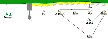 The first race, in lively conditions, set for two laps