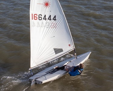 Jono Dunnett who took second place in his Laser despite capsizing