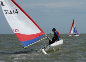 Ted sails a very clean course and takes first place in the Topper class