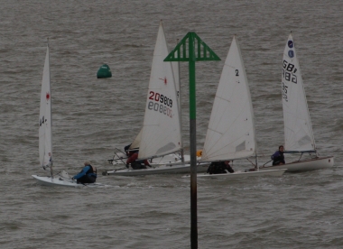 Heads turn towards the race box as the General Recall flag shows the competitors that they had jumped the start