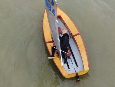 Gunfleet's Vice Commodore Dave Fowell lays low and concentrates on setting the sail just right