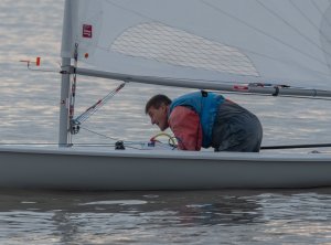 Ken Potts who came third in the race but won the Winter Series overall in his Laser