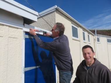 Robert and Andy put the finishing touches to the Pagoda