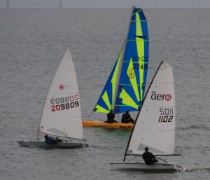Some close bunching during the sixth race in the Winter Series