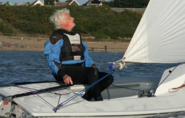 Andy Dunnett keeping his eye closely on the wind-shifts as he races his Laser in the Gunfleet Winter Series.