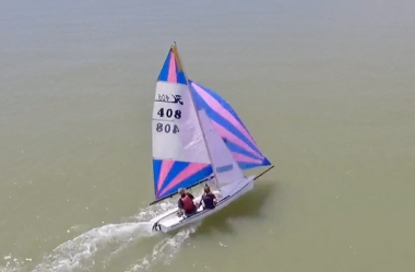 Kite flying - Tom and Ed Philpot take advantage of the reach to hoist their spinnaker