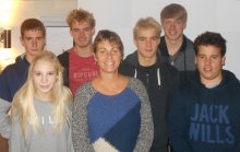 The 2017 Cadet Committee - L-R Owen Hooper (Compound Officer), Shona Goodchild (Social Secretary), Ross Aylen (Vice Commodore), Caleb Aylen (Sailing Secretary), Tom Philpot (Rear Commodore), and Harry Swinbourne (Commodore) with Cadet Office Claire Aylen in the centre of the picture