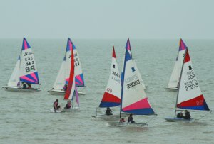 Boats head towards the start line for the Cadet Day Trophy race
