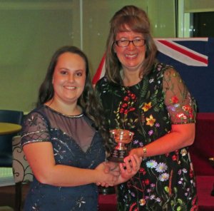 Mother and Daughter - Daisy Swinbourne is presented with the Ladies Merit Trophy by her mother