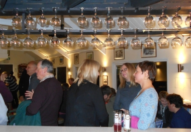 Julie, Rebecca and Claire catch-up at the Fitting-Out Supper