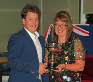 Mother and son - a proud Helen Swinbourne presents Cadet Commodore Harry Swinbourne with the Cissbury Trophy for services to the Club