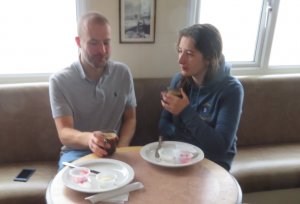 Clare and Michael in contemplation after a tasty cream tea