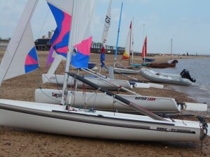Eleven boats took part and are seen here on the beach at Frinton