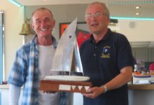 Clacton Sailing Club's Pete Boxer is presented with the magnificent David Foster Catamaran Challenge Trophy