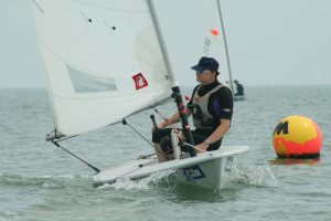 Matt Gough just misses out on claiming victory in the afternoon Laser class race