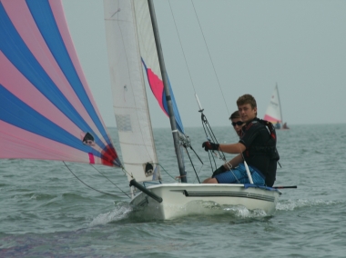 Brogan Bates and Nick Cottee win the Helmsdale Trophy in the Hobie 405 class race