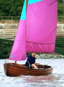 Lesley Sacre in her Sea Ranger "Peggy" during the class race for the Trefoil Trophy
