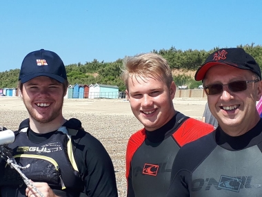 Robert Gutteridge, left, who came second in the March Hare race, with his brother Michael, and Derroll Pedder, who were beaten into third place in their GP14