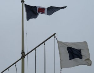 Competitors were relieved to see the shorten course flag flying from the yardarm