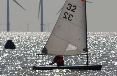 Peter Downer, almost silhouetted, briefly takes the lead at the start