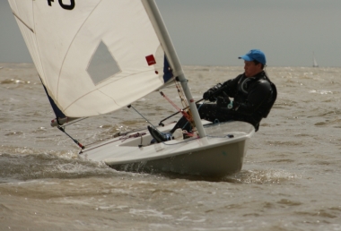 Cadet Commodore Harry Swinbourne who the previous day, with Lily Kearns-Kennedy, won the SOS Cat & Mouse, was not quite so successful the next day in his Laser 