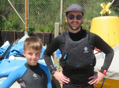 Top sailors - George Smith who won the Cadet Single Helm Cup and Andy Cornforth, overall winner of the Toppo Single Helm Trophy