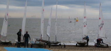 Competitors rigging their Lasers before the start of the race