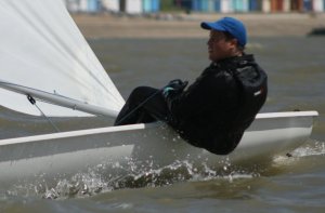 Cadet Commodore Harry Swinbourne pushing his way up the fleet in his Laser